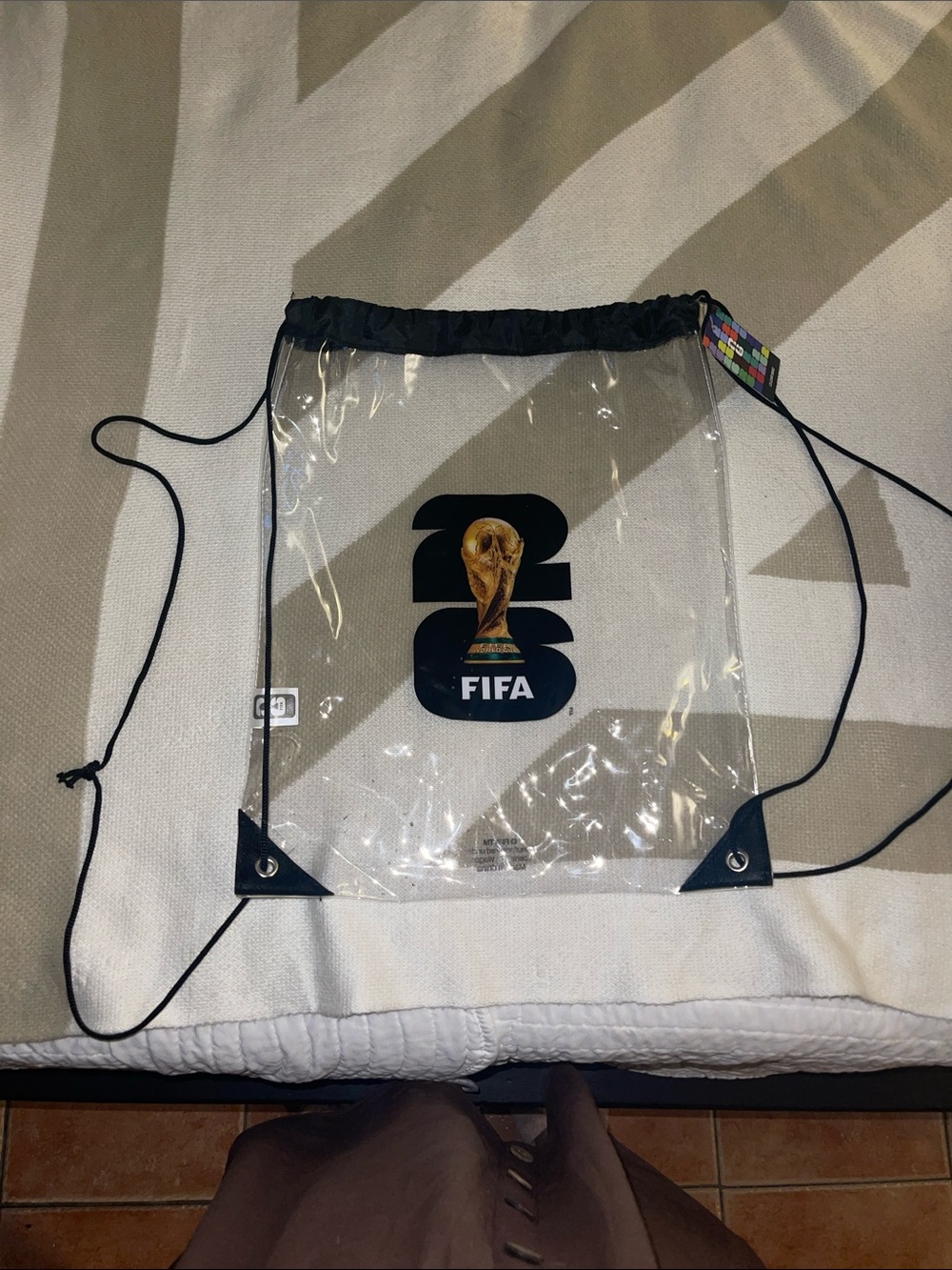 FIFA Clear Drawstring Backpack with Gold Trophy Graphic